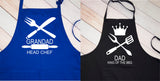 Personalised Bib Apron ~ King of the BBQ ~ Father's Day Daddy Dad Grandpa Grandad Step Dad Grandad ~ Kitchen Chef ~ Name