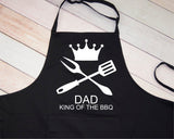 Personalised Bib Apron ~ King of the BBQ ~ Father's Day Daddy Dad Grandpa Grandad Step Dad Grandad ~ Kitchen Chef ~ Name