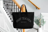 Personalised Best Teacher Large Cotton Canvas Tote Bag ~ Essentials ~ Everyday Bag ~ Teacher Work Bag ~ Gift for Her ~ Teacher Gift for Him