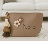 Personalised Felt Accessory Pouch with Tassel & Flowers ~ Makeup Bag ~ Clutch Bag ~ Bridesmaid Gift ~ New Baby Mama Gift