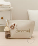 Personalised Felt Accessory Pouch with Tassel & Flowers ~ Makeup Bag ~ Clutch Bag ~ Bridesmaid Gift ~ New Baby Mama Gift