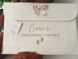 Personalised Pregnancy Notes Document Felt Folder ~ With or Without Bow