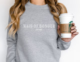 Bride ~ Bridesmaid ~ Maid of Honour ~ Team Bride Squad ~ Bride to Be Fiancee Wedding Hen Party Engagement Bridal Sweatshirt Capitals & Name