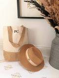 Personalised Canvas and Jute Bag with matching Straw Hat ~ Beach Bag Beach Hat ~ Holiday Bag Holiday Hat