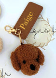 Personalised Crocheted Dog Face Key Ring with Fob ~ Name or Initials ~ Monogram Key Ring