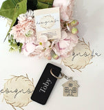 Personalised Metal House Key Ring with Fob ~ Name or Initials ~ Monogram Key Ring
