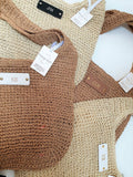 Personalised Leather Plaque Initials ~ Raffia Straw Tote Bag ~ Beach Bag ~ Holiday Bag ~ Monogram