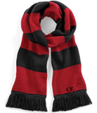 Personalised Initials ~ Football Scarf ~ Embroidered Monogram Stripe Scarf~Christmas Xmas Birthday Gift for Her for Him~Boy Girl Dad Grandad  Black and Red