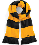 Personalised Initials ~ Football Scarf ~ Embroidered Monogram Stripe Scarf~Christmas Xmas Birthday Gift for Her for Him~Boy Girl Dad Grandad ~ Black and Gold