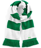 Personalised Initials ~ Football Scarf ~ Embroidered Monogram Stripe Scarf~Christmas Xmas Birthday Gift for Her for Him~Boy Girl Dad Grandad  Green and White