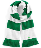 Personalised Initials ~ Football Scarf ~ Embroidered Monogram Stripe Scarf~Christmas Xmas Birthday Gift for Her for Him~Boy Girl Dad Grandad  Green and White