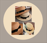 Personalised Straw Hat with Small Bow ~ Beach Hat ~ Holiday Hat ~ Monogram ~ Initials