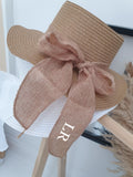 Personalised Straw Hat with Bow – Holiday, Vacation, Hen Party, Wedding, Bridal, Beach Hat ~ Monogram, Initials ~ Birthday Gift for Her