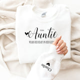 Personalised This Mama Wears Her Heart On Her Sleeve ~ Names on Sleeve with Heart ~ Mummy, Mum, Daddy, Nanny, Grandad, Grandma, Nana Gift
