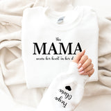 Personalised This Mama Wears Her Heart On Her Sleeve ~ Names on Sleeve with Heart ~ Mummy, Mum, Daddy, Nanny, Grandad, Grandma, Nana Gift