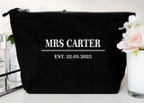 Personalised Canvas Wash Bag ~  Make Up Bag ~ Accessory Pouch ~ Mrs with New Name ~ Bride ~ Bride to Be ~ Wedding Gift