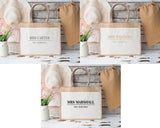 Personalised Jute and Canvas Pocket Bag ~ Mrs with New Name and Date ~ Bride ~ Bride to Be ~ Bridal Gift