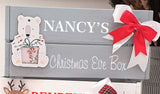 Christmas Eve Box Crate With Embellishment and Bow Personalised Wooden Gift Box