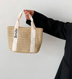 Personalised Small Straw Bag ~ Bridesmaid Gift ~ Hen Party Gifts ~ Beach Bag ~ Birthday Gift ~ Mini Straw Tote Bag