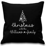 Christmas with the Family Name - Personalised Christmas Cushion with Christmas Tree