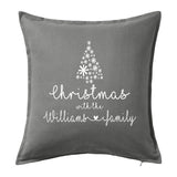 Christmas with the Family Name - Personalised Christmas Cushion with Christmas Tree