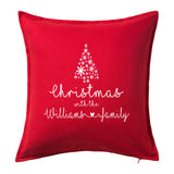Christmas with the Family Name - Personalised Christmas Cushion with Christmas Tree