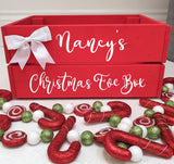 Christmas Eve Box Crate With Bow Personalised Wooden Gift Box