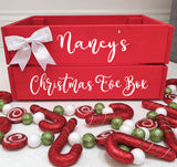 Christmas Eve Box Crate With Bow Personalised Wooden Gift Box