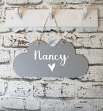 Personalised Cloud Door Sign ~ Cloud Shaped Bedroom Sign ~ Children's Bedroom Nursery Sign Heart