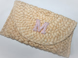 Personalised Monogram Initials Mrs Wedding Straw Clutch Bag Hen Party Bride Honeymoon