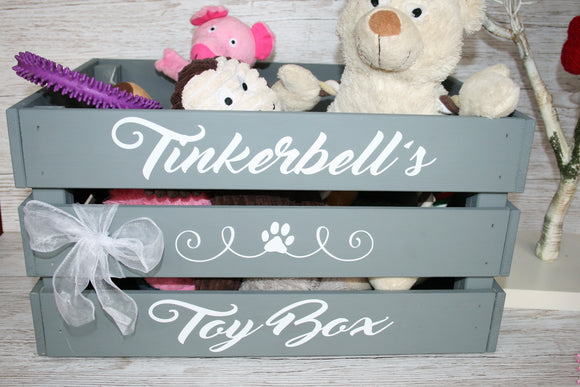 Dog or Cat pet Toy Box - Wooden Crate