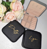 Personalised Name Initials Travel Size Square Jewellery Box