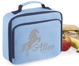 Personalised Name Horse Pony Lunch Box Bag School Bags Custom Bag Glitter