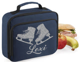 Personalised Name Ice Skating Skates Lunch Box Bag School Bags Custom Bag Glitter