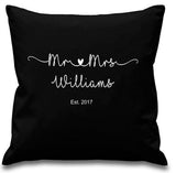 Mr & Mrs personalised cushion wedding anniversary valentines gift