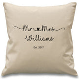 Mr & Mrs personalised cushion wedding anniversary valentines gift
