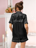 Satin Short Pjs Pyjamas Personalised with Name