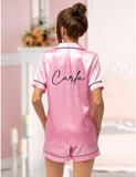Satin Short Pjs Pyjamas Personalised with Name