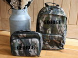 Personalised Camouflage Childrens Bag School Backpack Rucksack & Lunch Box with name