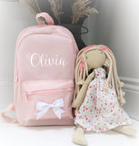 Personalised Mini Kids Childrens Rucksack Backpack School Nursery Bag with Name and Bow