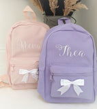 Personalised Mini Kids Childrens Rucksack Backpack School Nursery Bag with Name and Bow
