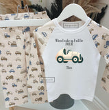 Personalised When I Wake Up I Will Be 1,2,3,4,5,6,7,8,9 Pyjamas ~ Gift for Boy Girl ~ Transport Tractors Cars Construction ~ Birthday Pjs