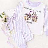 Personalised When I Wake Up I Will Be 1,2,3,4,5,6,7,8,9 Stripe Pyjamas ~ Gift for Boy Girl ~ Transport ~  Patchwork Tractor  ~ Birthday Pjs