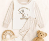Personalised When I Wake Up I Will Be Age Number with Patchwork Dinosaurs Natural Stripe Pyjamas ~ Birthday Gift for Boy Girl ~Dinosaur Fan