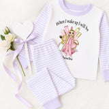 Personalised Make Up Dolly ~  Stripe Pyjamas ~ Birthday Pjs When I Wake Up I Will Be Age ~ Gold Glitter Age Number ~ Beauty Pjs ~ Sleepover