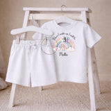 Personalised Unicorn Birthday Outfit | When I Wake Up I Will Be Age Short Set | Unicorn Birthday Clothes | Rainbow Birthday Outfit