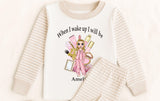 Personalised Make Up Dolly ~  Stripe Pyjamas ~ Birthday Pjs When I Wake Up I Will Be Age ~ Gold Glitter Age Number ~ Beauty Pjs ~ Sleepover
