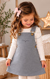Personalised Girls Fleece Dungaree Dress, Name Pinafore Dress, Baby Toddler Outfit, Dusty Pink, Grey Marl, Black, Personalised Gift