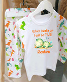 Personalised When I Wake Up I Will Be 1, 2, 3, 4, 5, 6, 7, 8, 9 Dinosaur ~ Birthday Pyjamas ~ Gift for Boy Girl ~ Custom Dinosaur Pyjamas