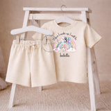 Personalised Unicorn Birthday Outfit | When I Wake Up I Will Be Age Short Set | Unicorn Birthday Clothes | Rainbow Birthday Outfit